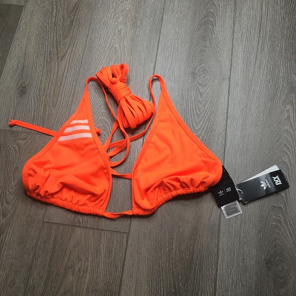 NWT Adidas Ivy Park IVP Strappy Triangle Bikini Top Swimwear Solar Orange 3X - Picture 3 of 7